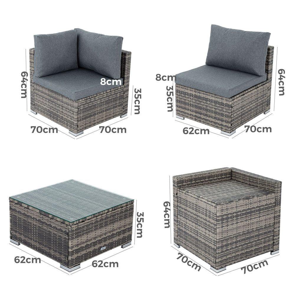 6PCS Outdoor Modular Lounge Sofa Coogee &#8211; Grey - John Cootes