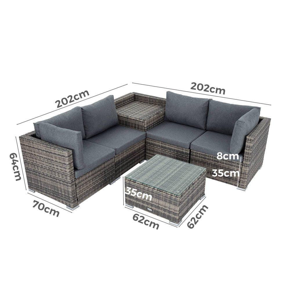 6PCS Outdoor Modular Lounge Sofa Coogee &#8211; Grey - John Cootes