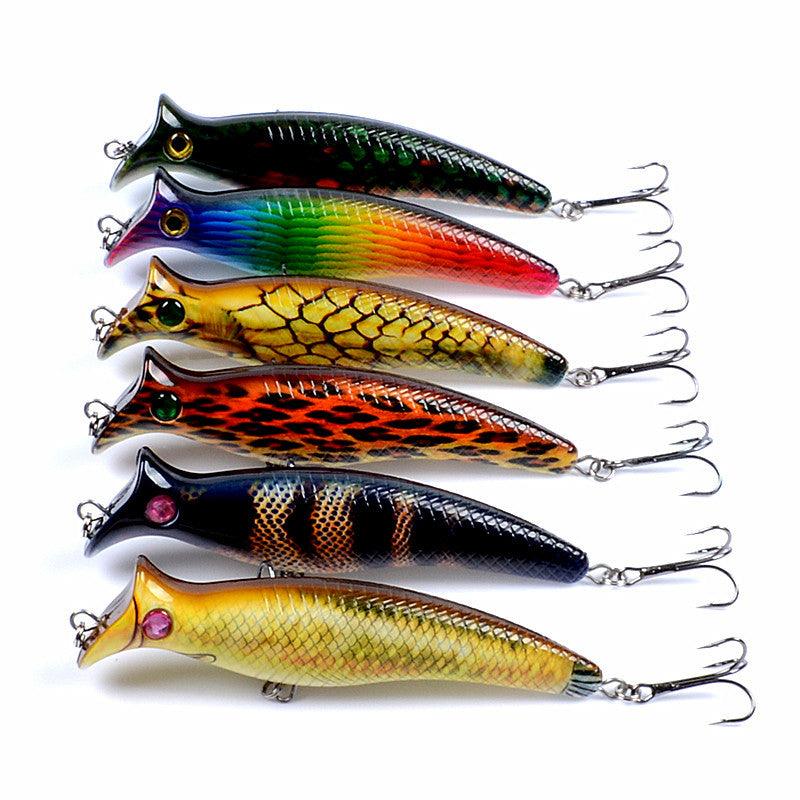 6x Popper Poppers 12.4cm Fishing Lure Lures Surface Tackle Fresh Saltwater - John Cootes