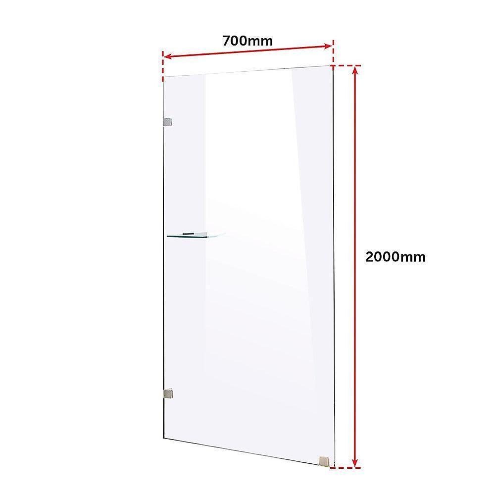 700 x 2000mm Frameless 10mm Safety Glass Shower Screen - John Cootes