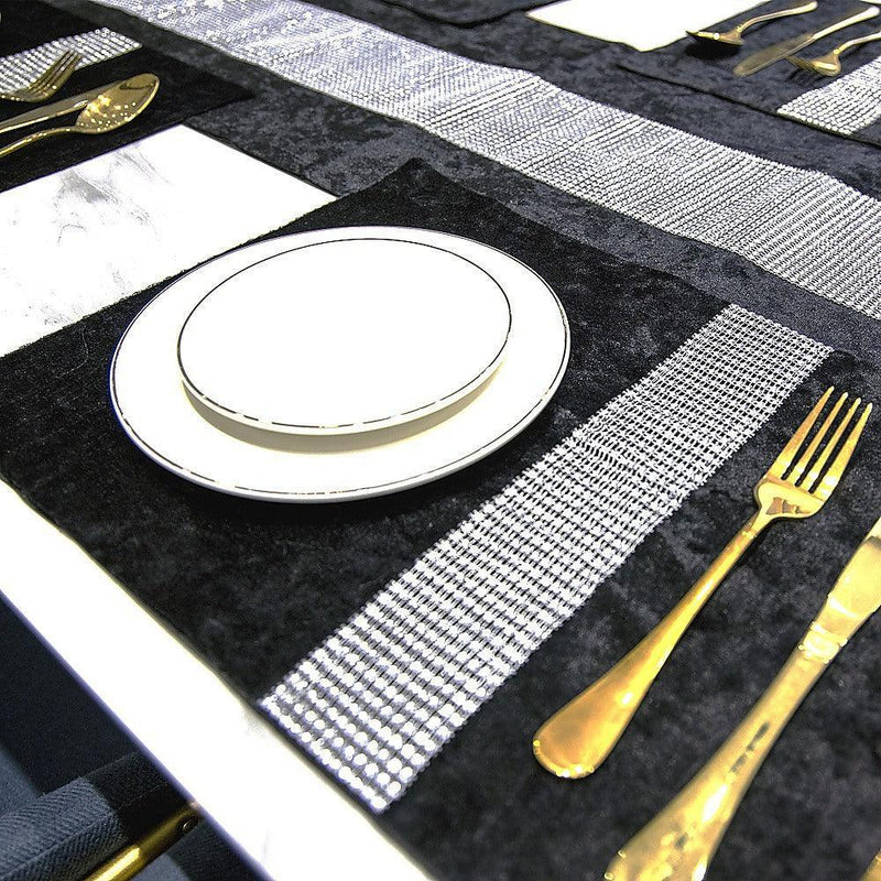 72" Velvet Table Runner + Dining Placemats Table Place Mats Decor - John Cootes