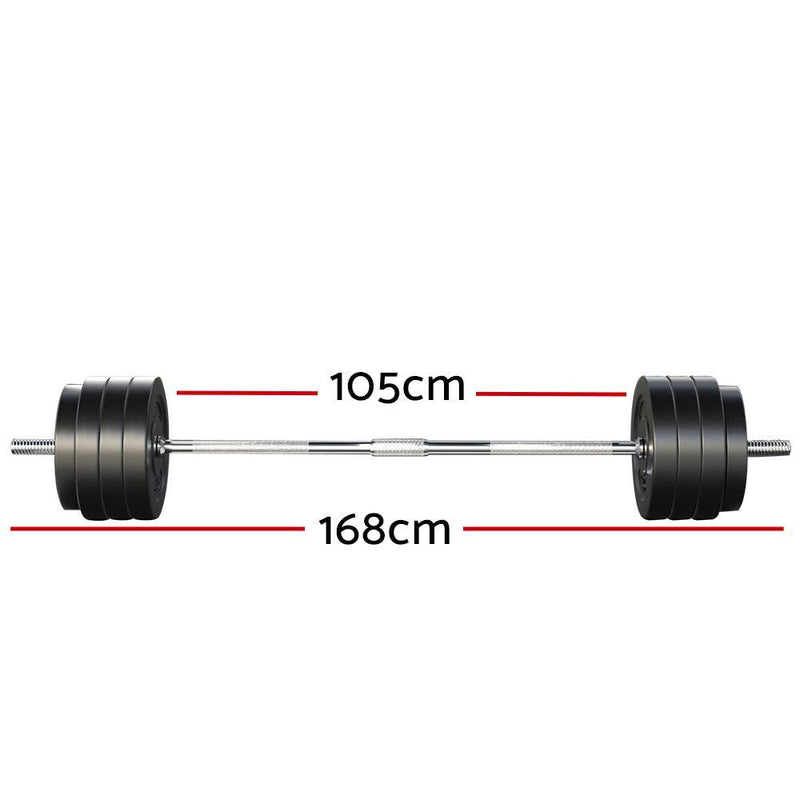 78KG Barbell Weight Set Plates Bar Bench Press Fitness Exercise Home Gym 168cm - John Cootes