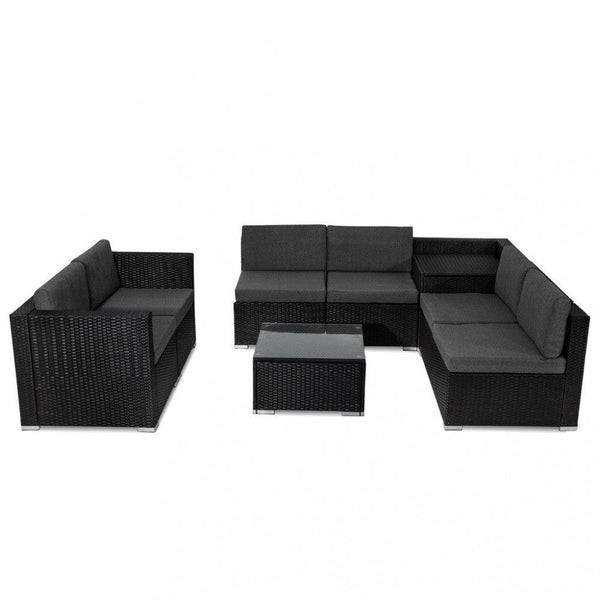 8PCS Outdoor Furniture Modular Lounge Sofa Lizard &#8211; Black - John Cootes