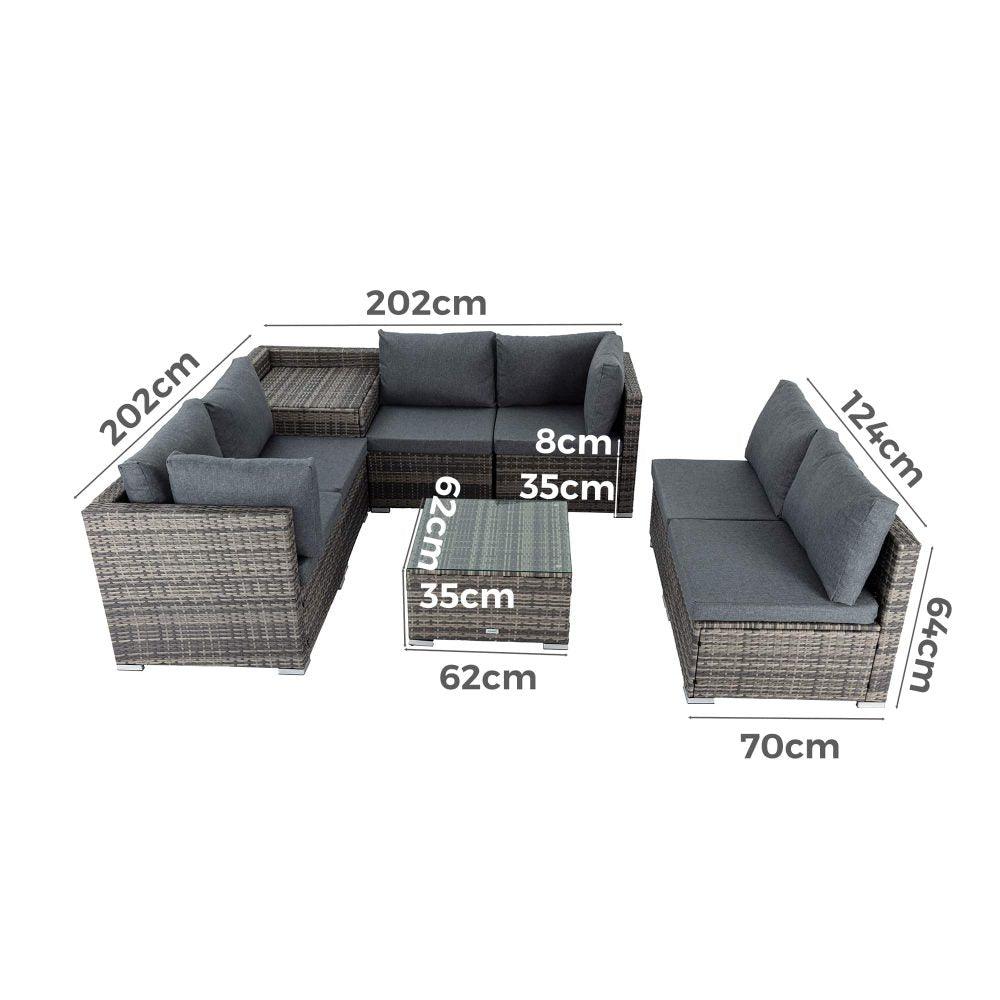 8PCS Outdoor Furniture Modular Lounge Sofa Lizard &#8211; Grey - John Cootes