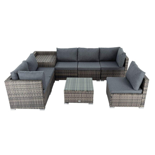 8PCS Outdoor Furniture Modular Lounge Sofa Lizard &#8211; Grey - John Cootes