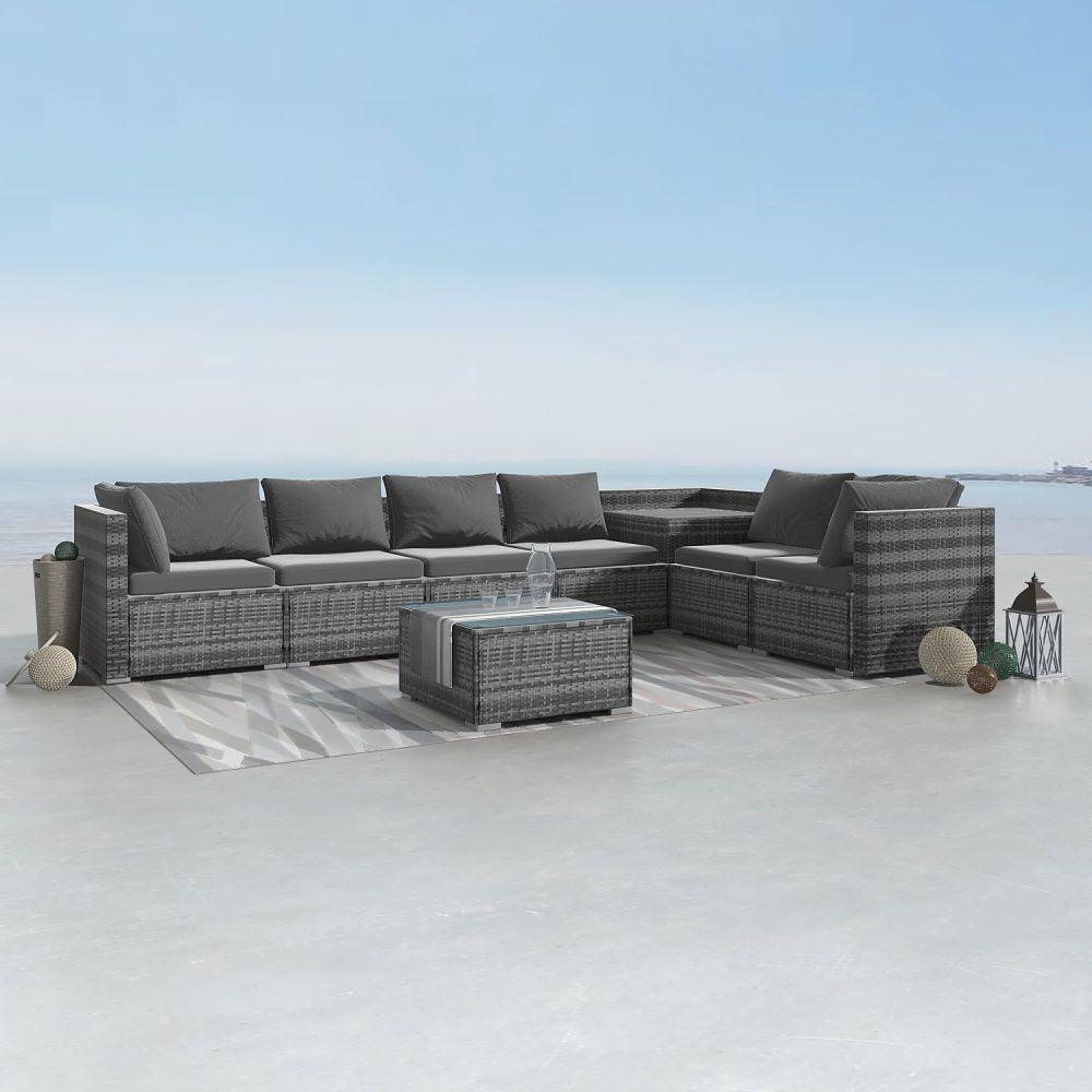 8PCS Outdoor Furniture Modular Lounge Sofa Lizard &#8211; Grey - John Cootes