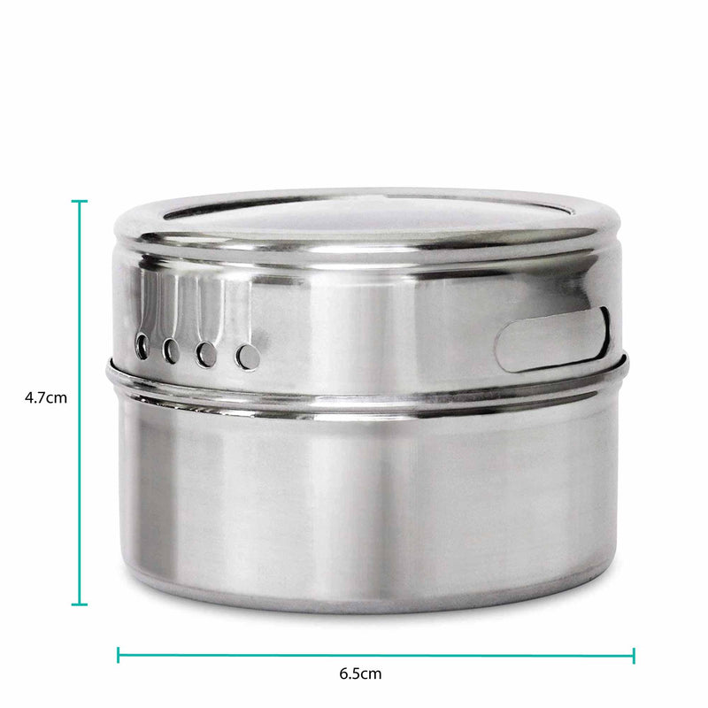 9 Magnetic Spice Jar Tins and Steel Rack - 150g Seasoning Storage Containers - John Cootes