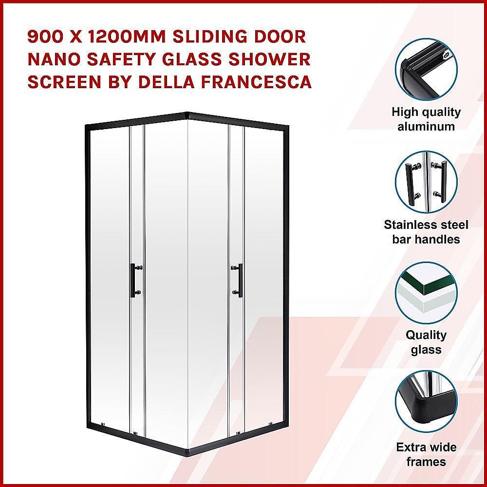 900 x 1200mm Sliding Door Nano Safety Glass Shower Screen By Della Francesca - John Cootes