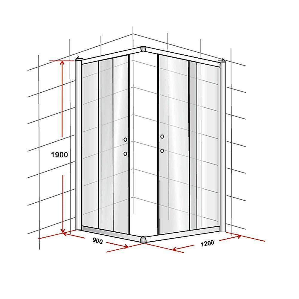 900 x 1200mm Sliding Door Nano Safety Glass Shower Screen By Della Francesca - John Cootes