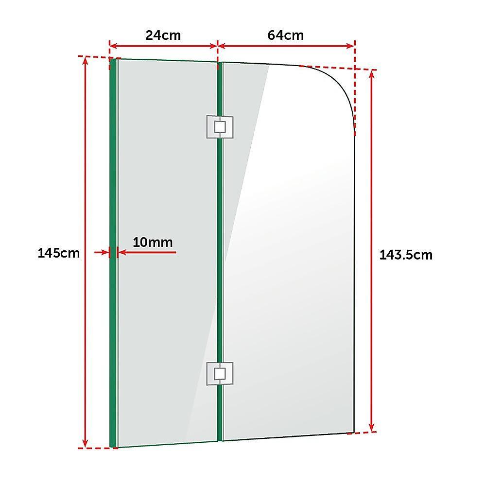 900 x 1450mm Frameless Bath Panel 10mm Glass Shower Screen By Della Francesca - John Cootes