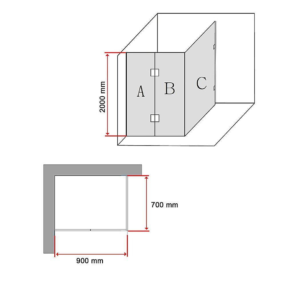 900 x 700mm Frameless 10mm Glass Shower Screen By Della Francesca - John Cootes