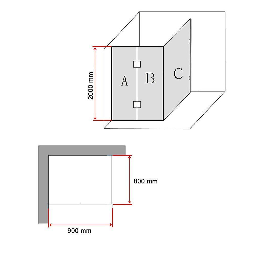 900 x 800mm Frameless 10mm Glass Shower Screen By Della Francesca - John Cootes