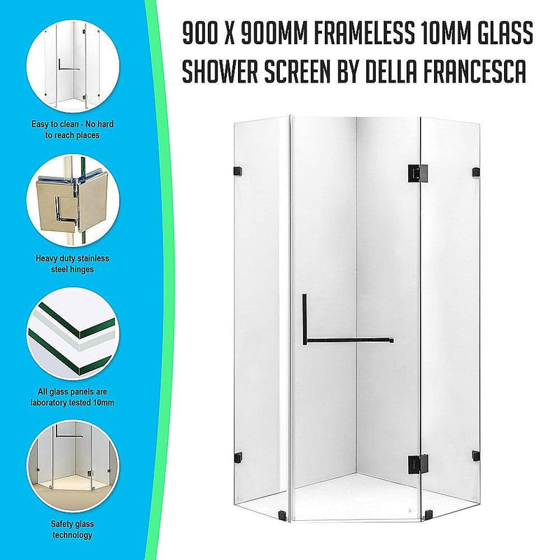 900 x 900mm Frameless 10mm Glass Shower Screen By Della Francesca - John Cootes