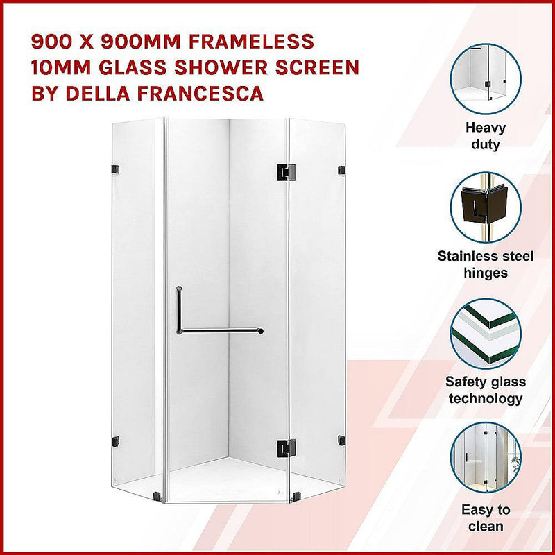 900 x 900mm Frameless 10mm Glass Shower Screen By Della Francesca - John Cootes