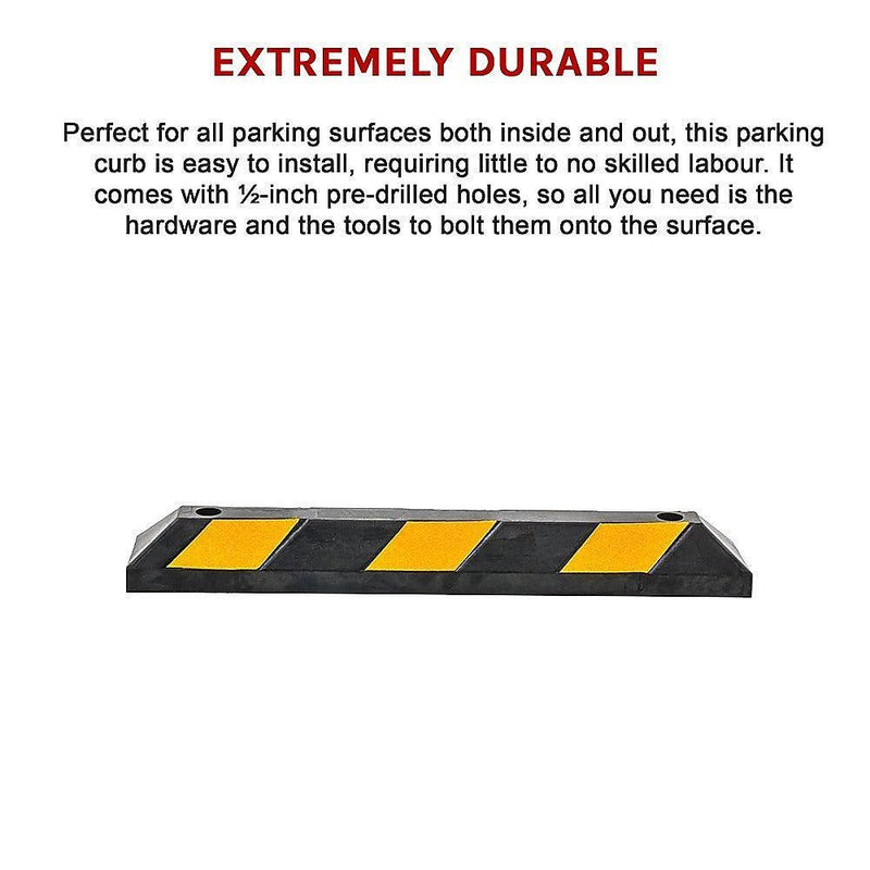 90cm Heavy Duty Rubber Curb Parking Guide Wheel Driveway Stopper Reflective Yellow - John Cootes