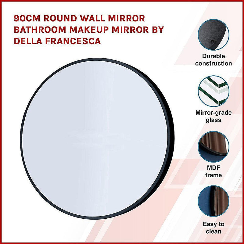 90cm Round Wall Mirror Bathroom Makeup Mirror by Della Francesca - John Cootes