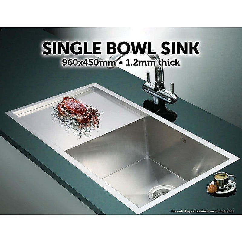960x450mm Handmade Stainless Steel Undermount / Topmount Kitchen Sink with Waste - John Cootes