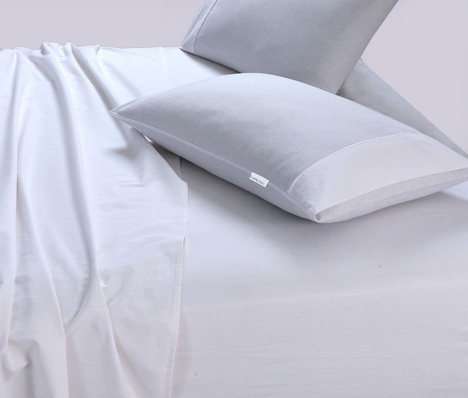 Elan Linen 100% Egyptian Cotton Vintage Washed 500TC White Queen Bed Sheets Set
