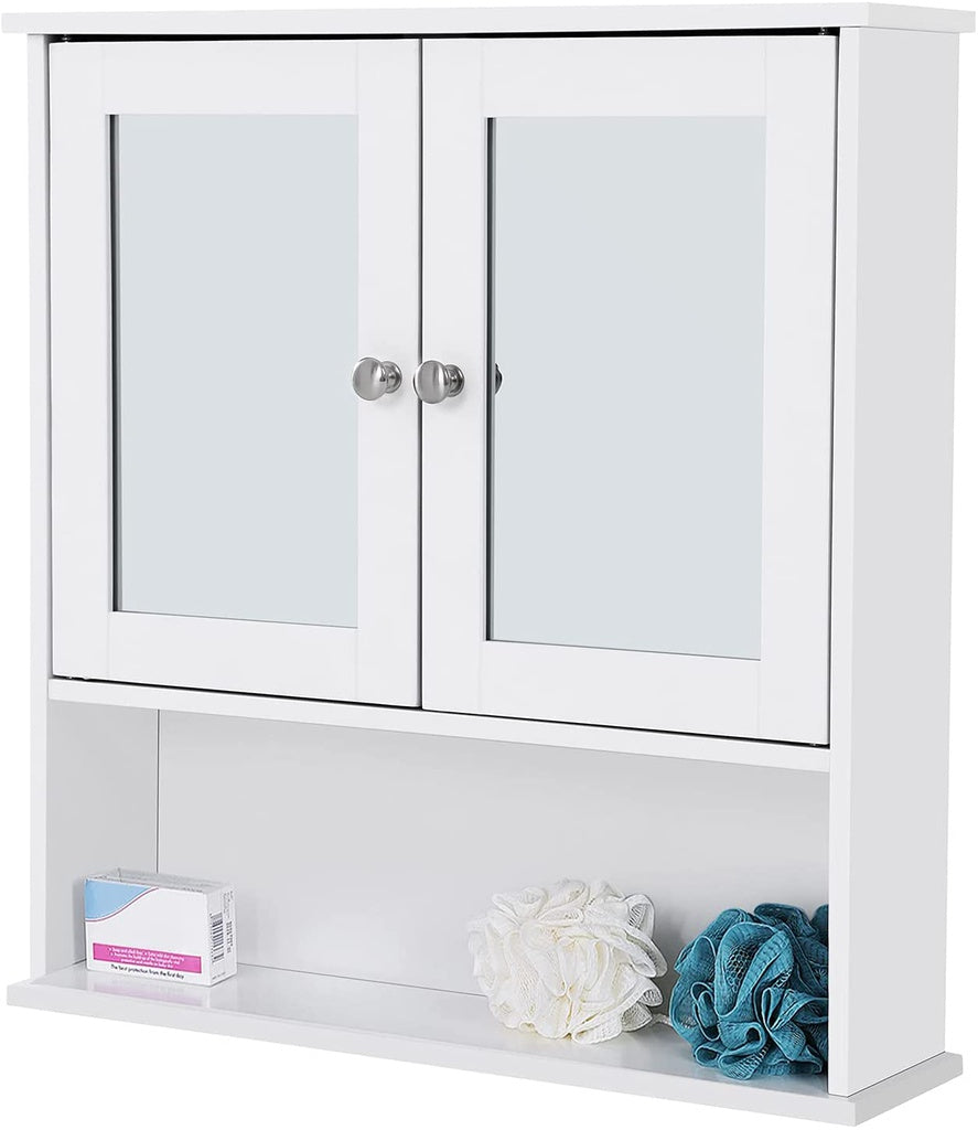 VASAGLE Wall Cabinet with 2 Mirror Doors White