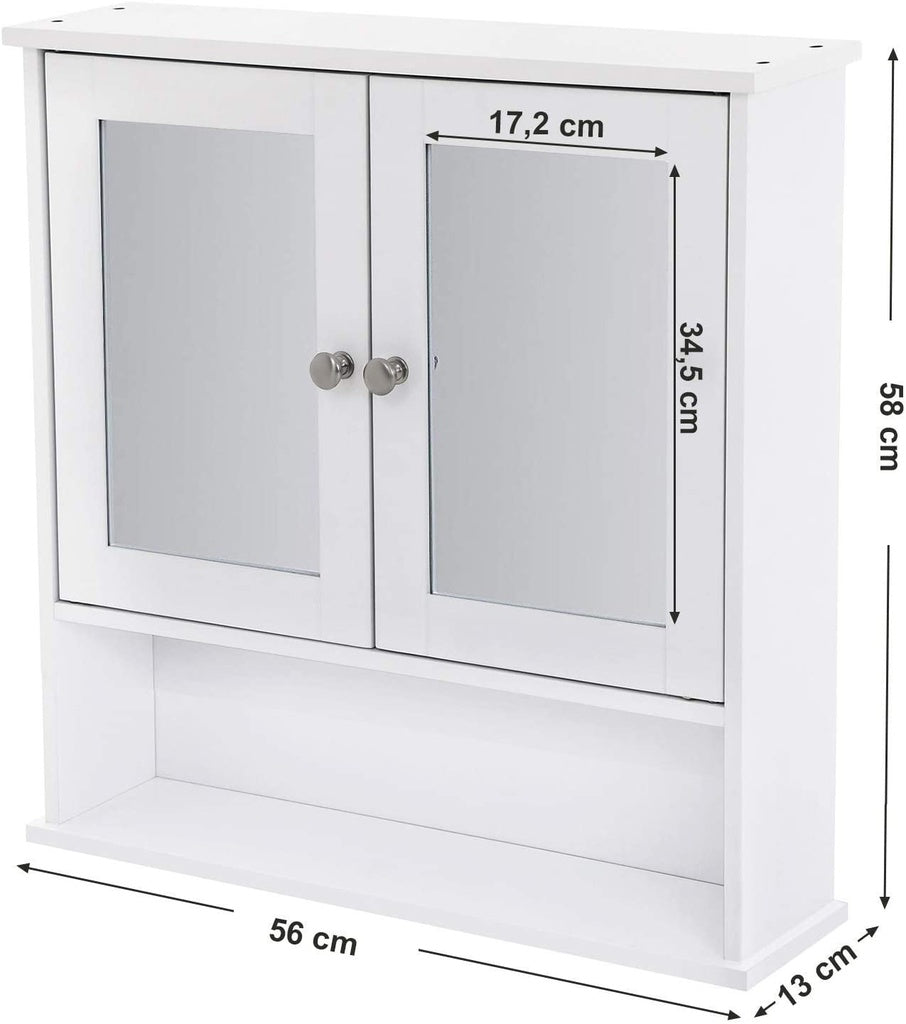 VASAGLE Wall Cabinet with 2 Mirror Doors White