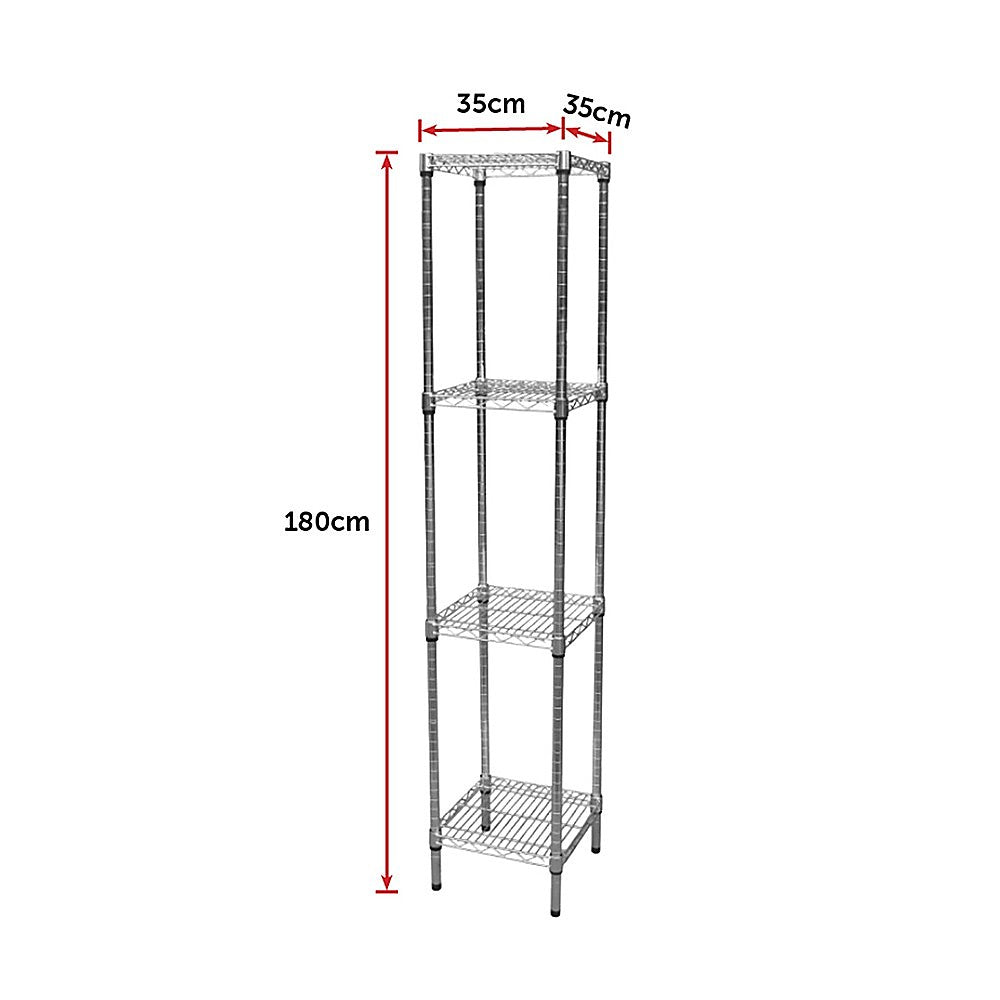 Modular Chrome Wire Storage Shelf 350 x 350 x 1800 Steel Shelving