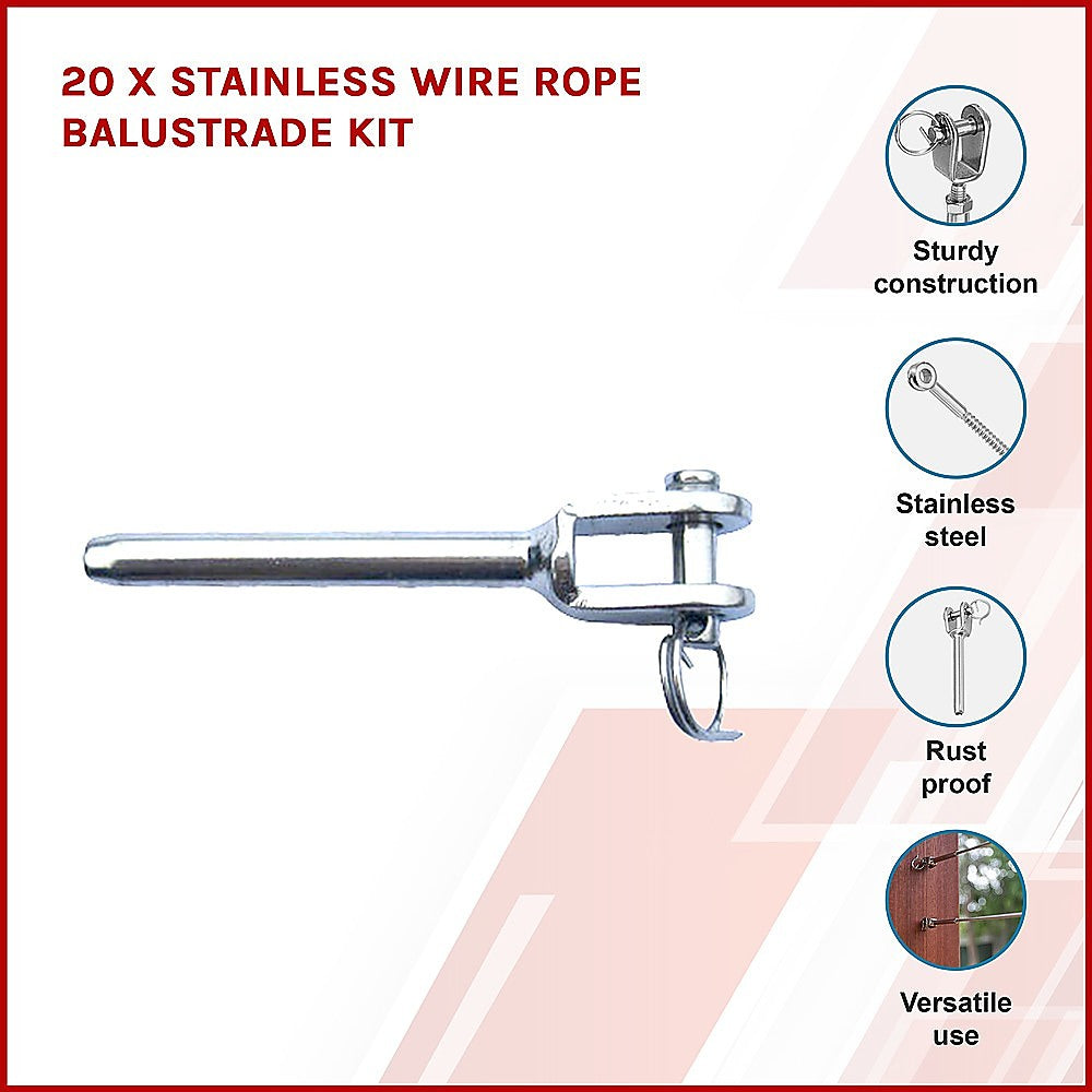 20 x Stainless Wire Rope Balustrade Kit