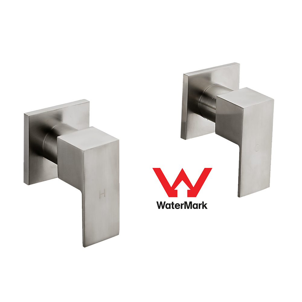 Chrome Shower/Bath Mixer Tap Set with Brushed Finish w/ WaterMark