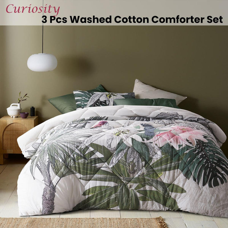 Accessorize Curiosity Washed Cotton Printed 3 Piece Comforter Set King - John Cootes