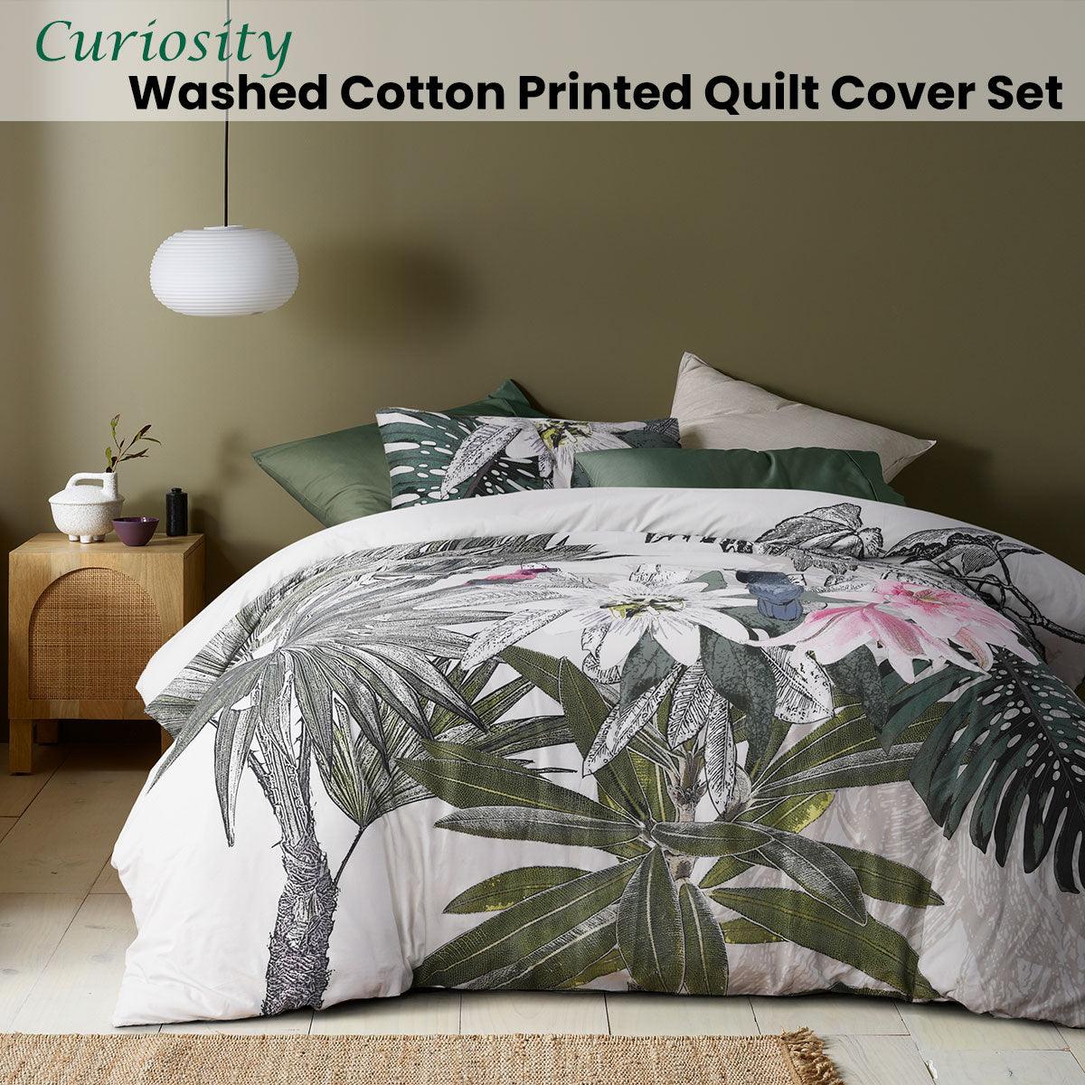 Accessorize Curiosity Washed Cotton Printed Quilt Cover Set King - John Cootes