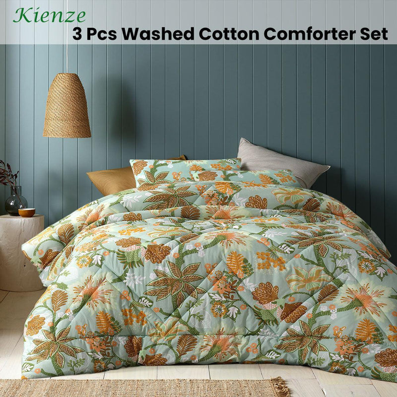 Accessorize Kienze Washed Cotton Printed 3 Piece Comforter Set Queen - John Cootes
