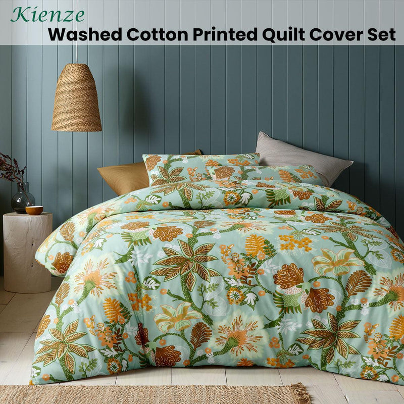 Accessorize Kienze Washed Cotton Printed Quilt Cover Set Queen - John Cootes