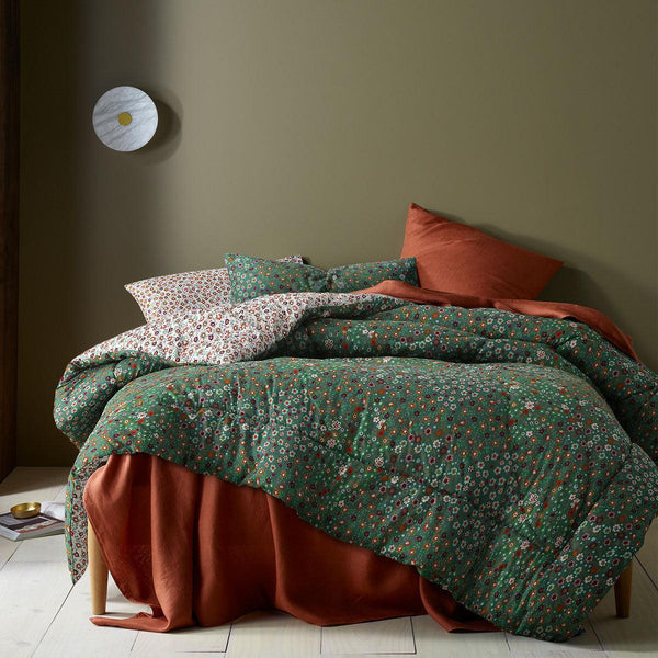Accessorize Lisa Green Washed Cotton Printed 3 Piece Comforter Set King - John Cootes