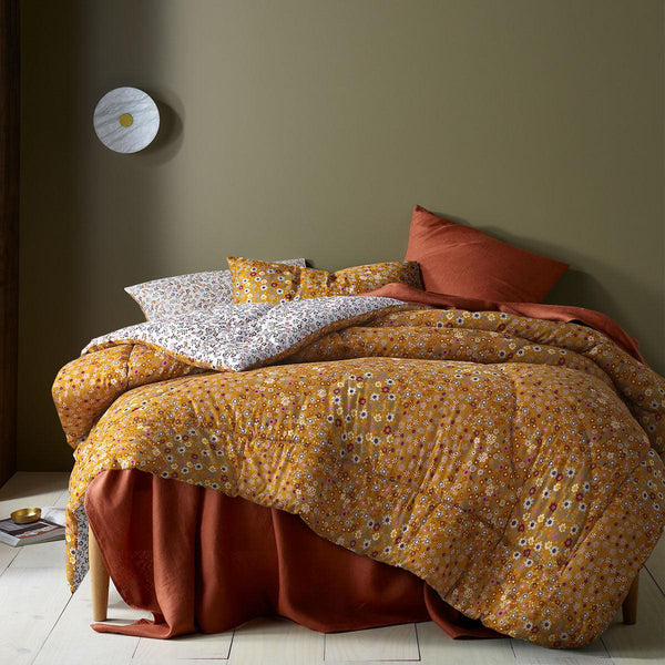 Accessorize Lisa Ochre Washed Cotton Printed 3 Piece Comforter Set King - John Cootes