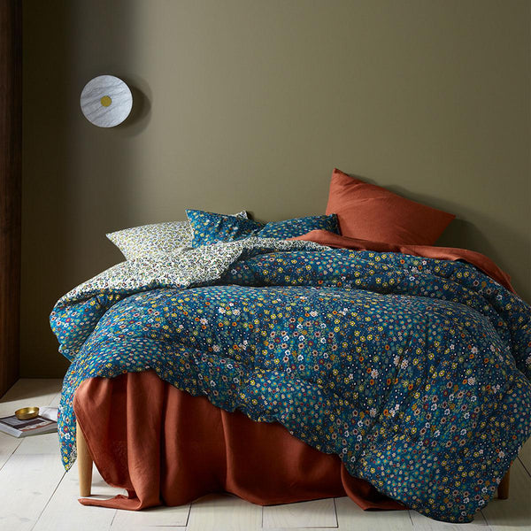 Accessorize Lisa Teal Washed Cotton Printed 3 Piece Comforter Set Queen - John Cootes