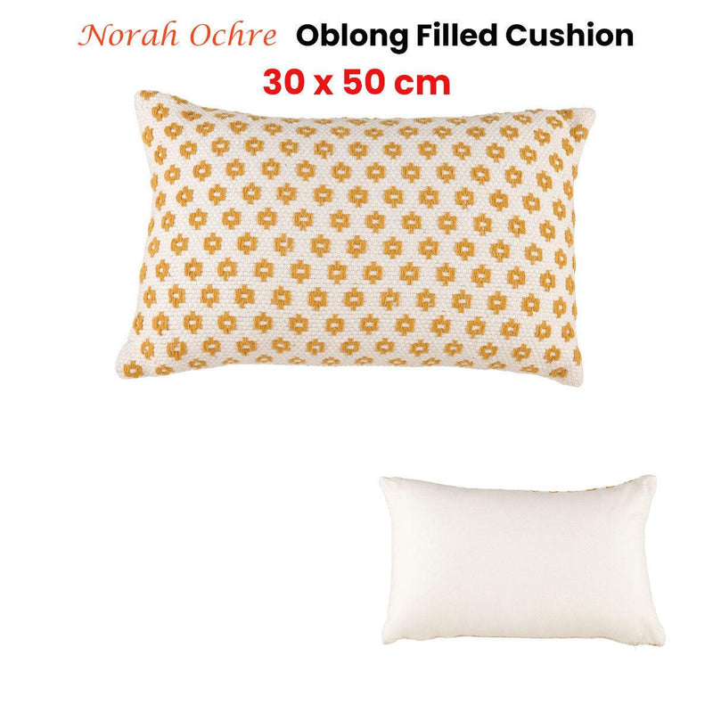 Accessorize Norah Ochre Rectangular Filled Cushion 30cm x 50cm - John Cootes