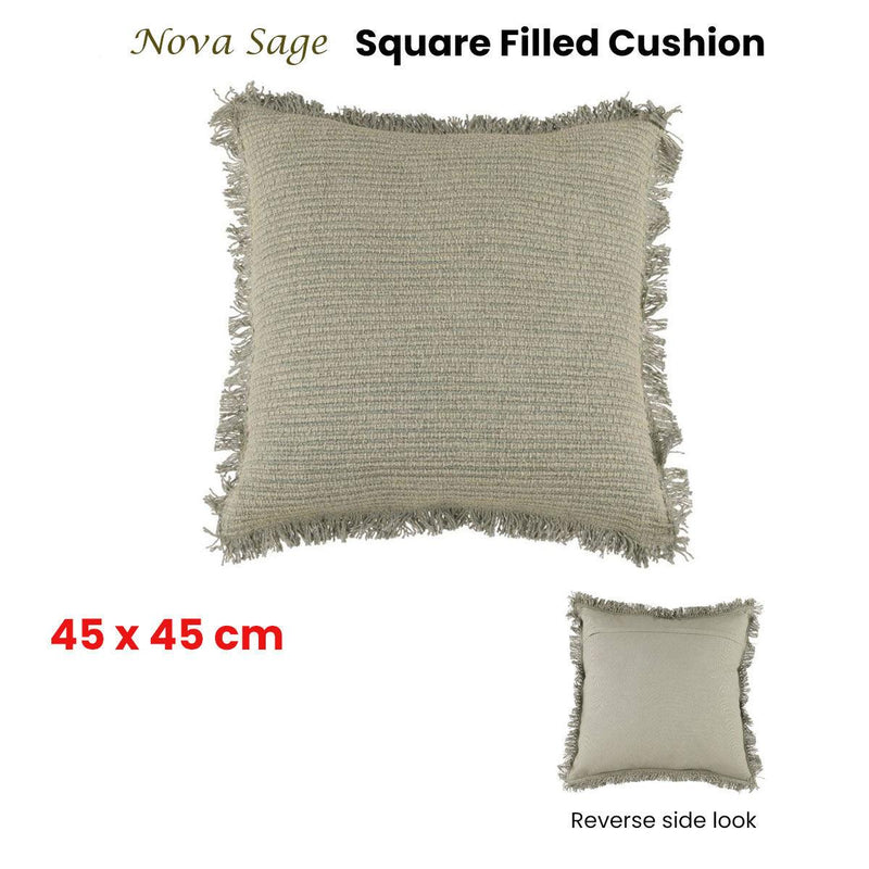 Accessorize Nova Sage Square Filled Cushion 45cm x 45cm - John Cootes