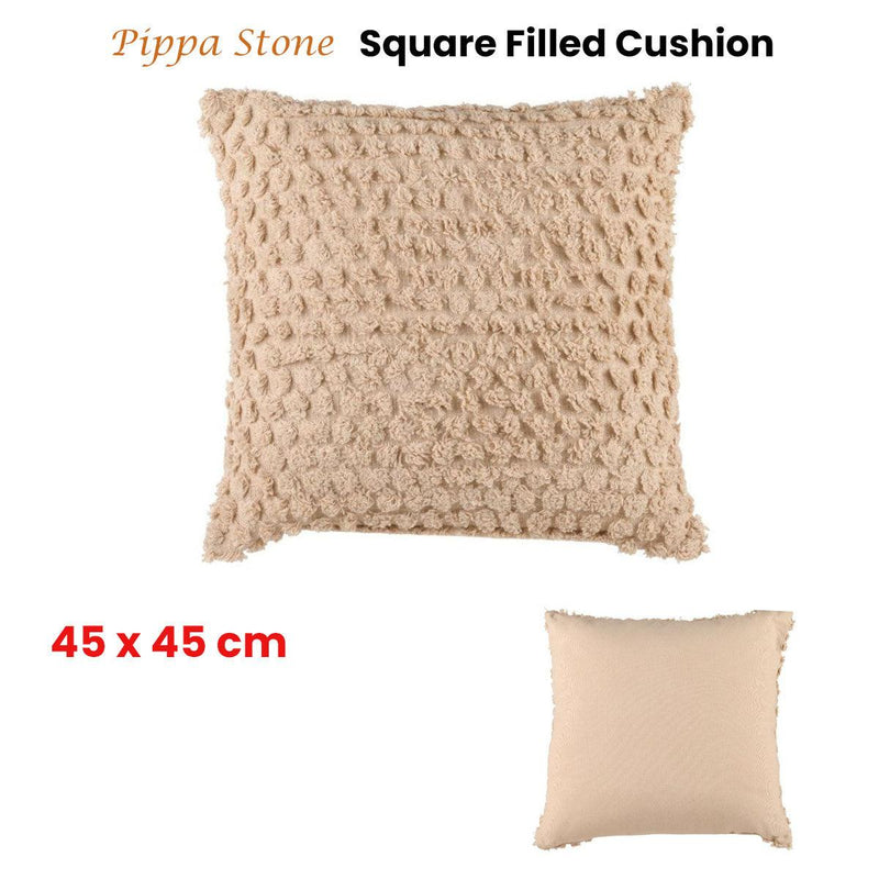 Accessorize Pippa Stone Square Filled Cushion 45cm x 45cm - John Cootes