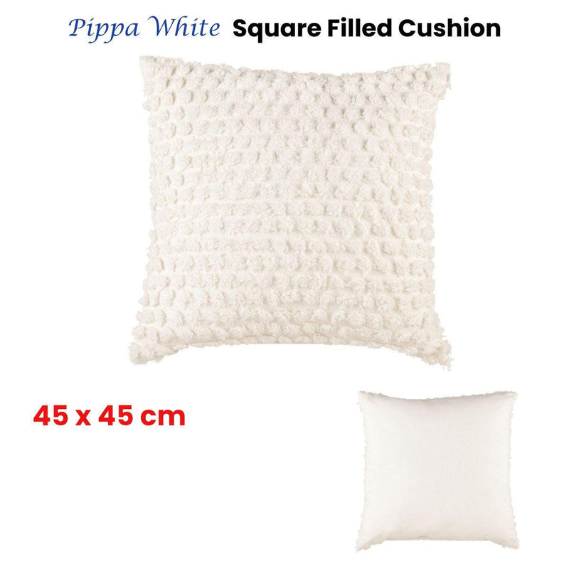 Accessorize Pippa White Square Filled Cushion 45cm x 45cm - John Cootes
