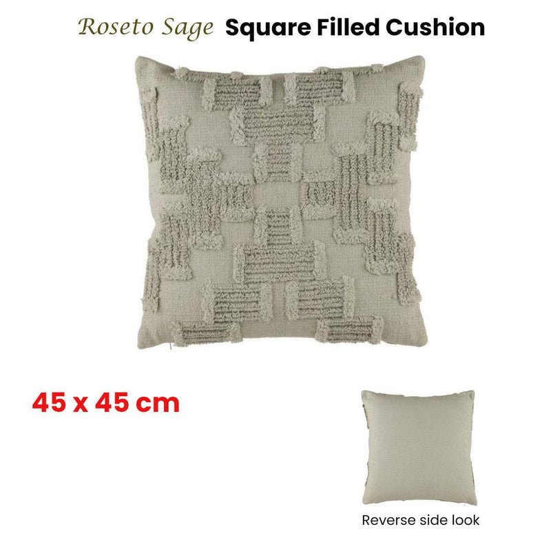 Accessorize Roseto Sage Square Filled Cushion 45cm x 45cm - John Cootes