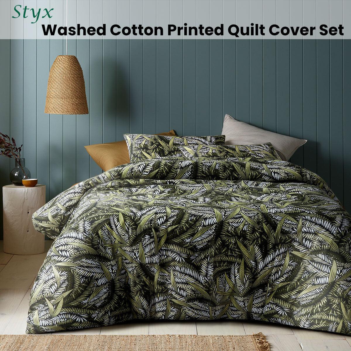 Accessorize Styx Washed Cotton Printed Quilt Cover Set King - John Cootes