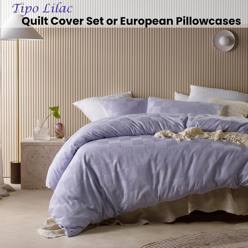 Accessorize Tipo Lilac Chenille Quilt Cover Set Super King - John Cootes