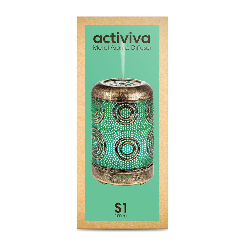 activiva 100ml Metal Essential Oil and Aroma Diffuser-Vintage Gold - John Cootes