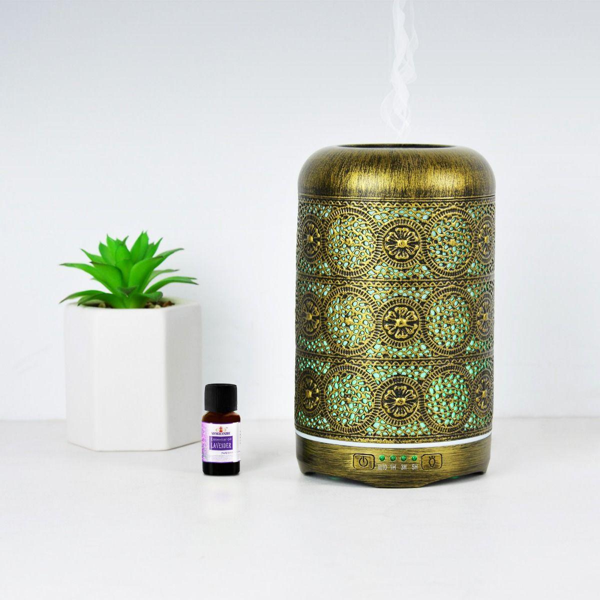 activiva 260ml Metal Essential Oil and Aroma Diffuser-Vintage Gold - John Cootes