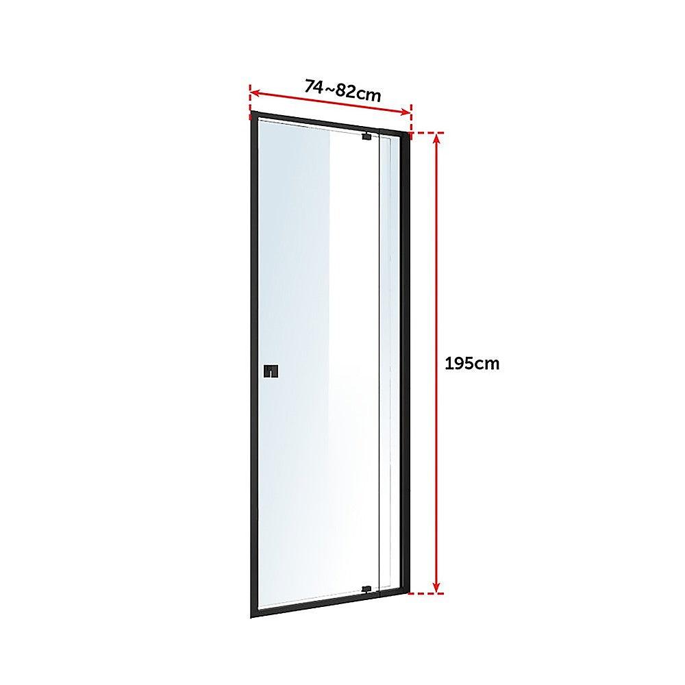 Adjustable Semi Frameless Shower Screen (74~82) x 195cm Australian Safety Glass - John Cootes