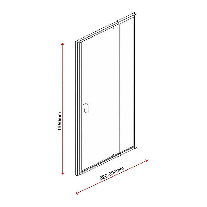 Adjustable Semi Frameless Shower Screen (82~90) x 195cm Australian Safety Glass - John Cootes