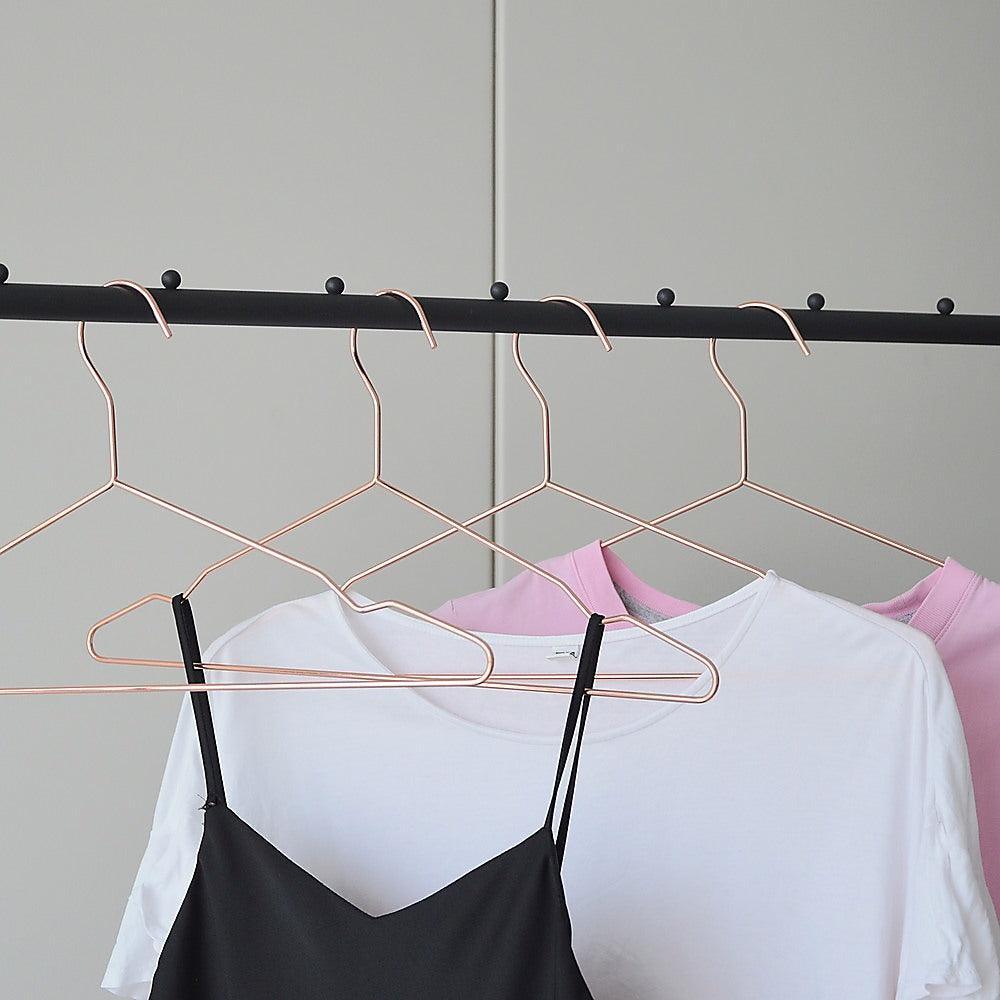 Adult 16.5" Rose Gold Shiny Metal Wire Coat Suit Top Clothes Hangers (30pc per set) - John Cootes
