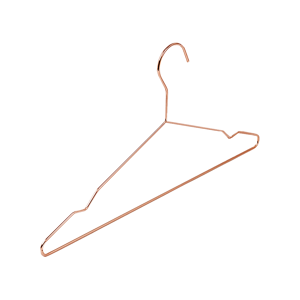 Adult 16.5" Rose Gold Shiny Metal Wire Coat Suit Top Clothes Hangers (30pc per set) - John Cootes