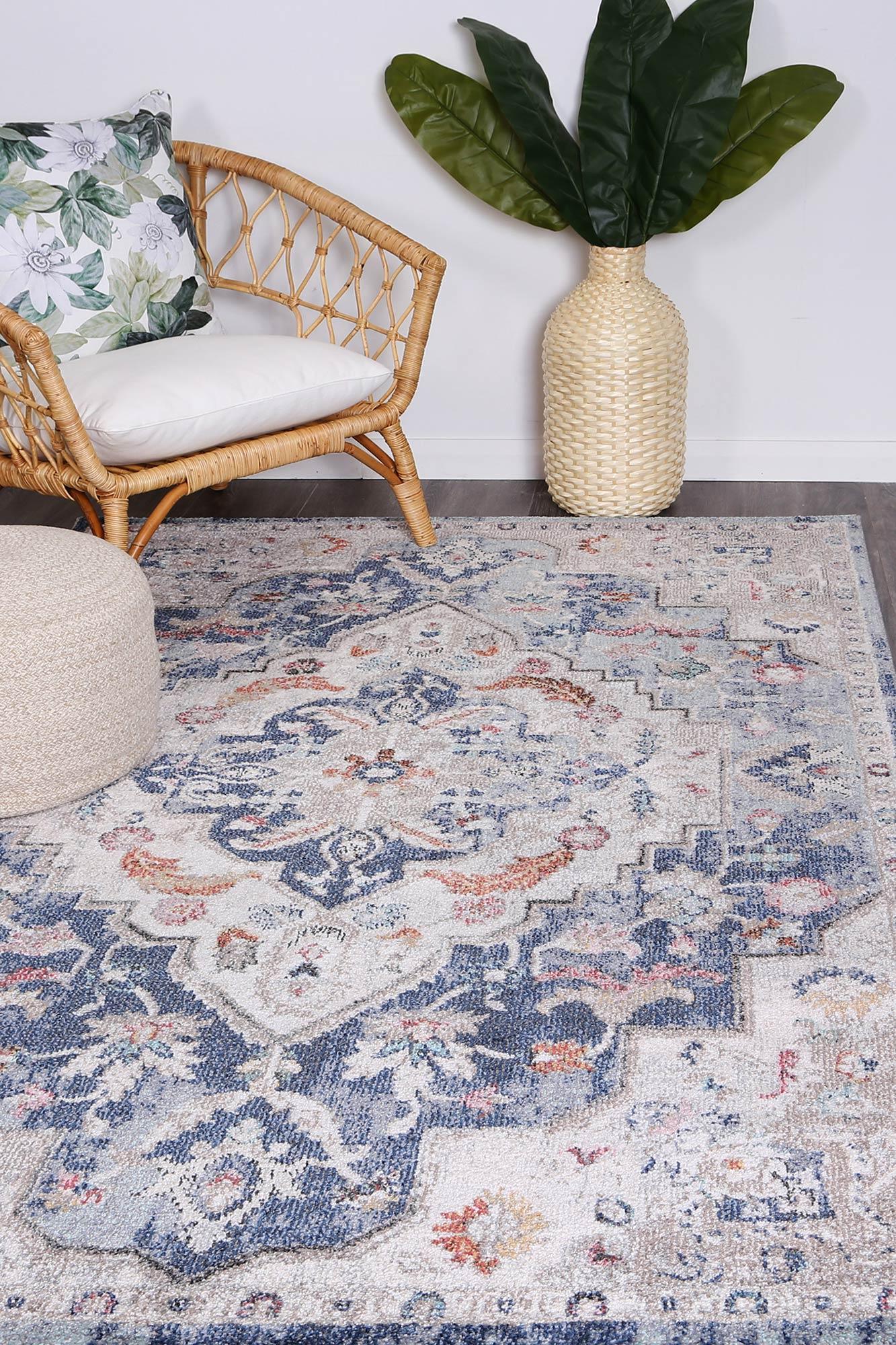 Alexander Transitional Navy Multi Rug 240x330 cm - John Cootes