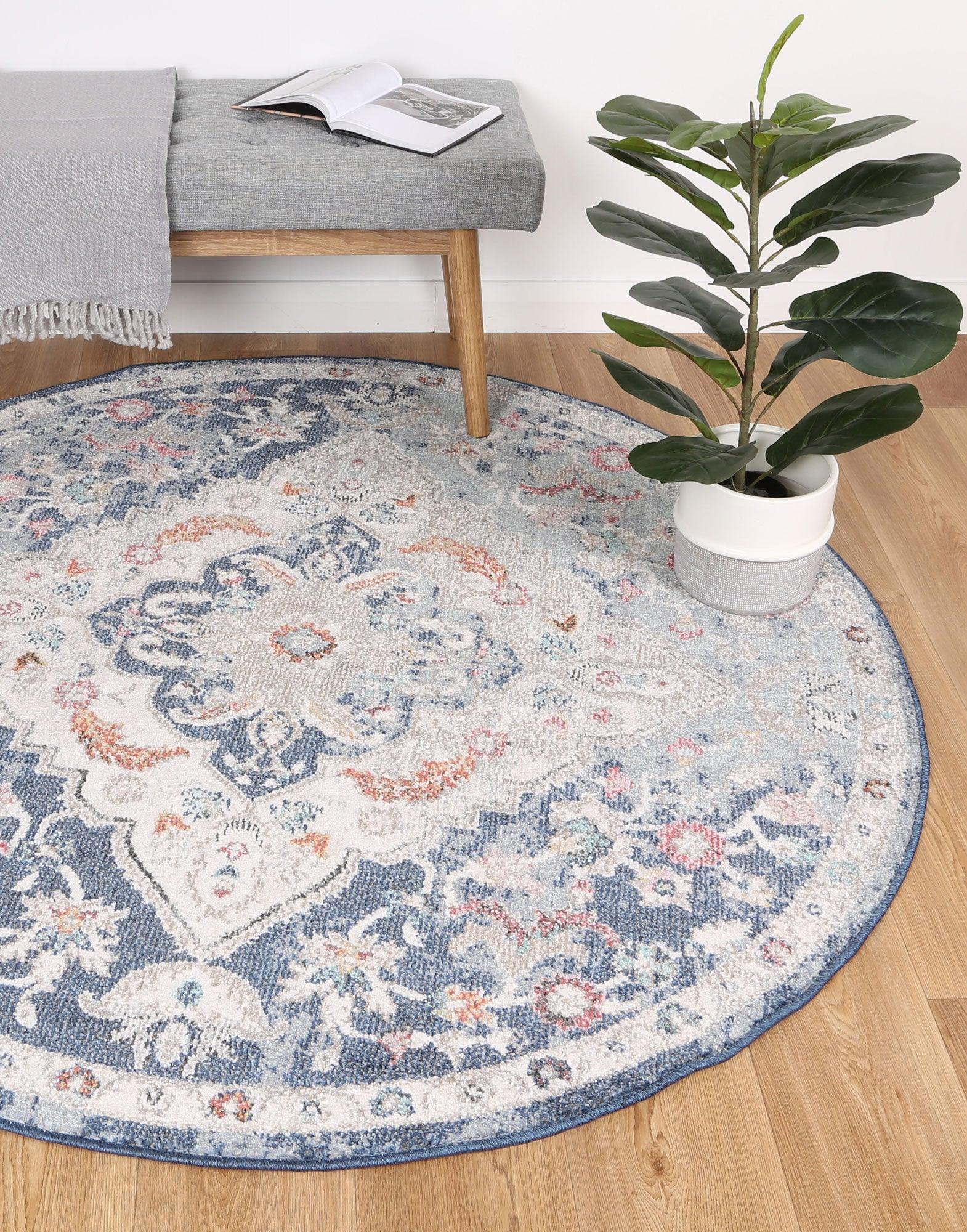 Alexander Transitional Navy Multi Rug 240x330 cm - John Cootes