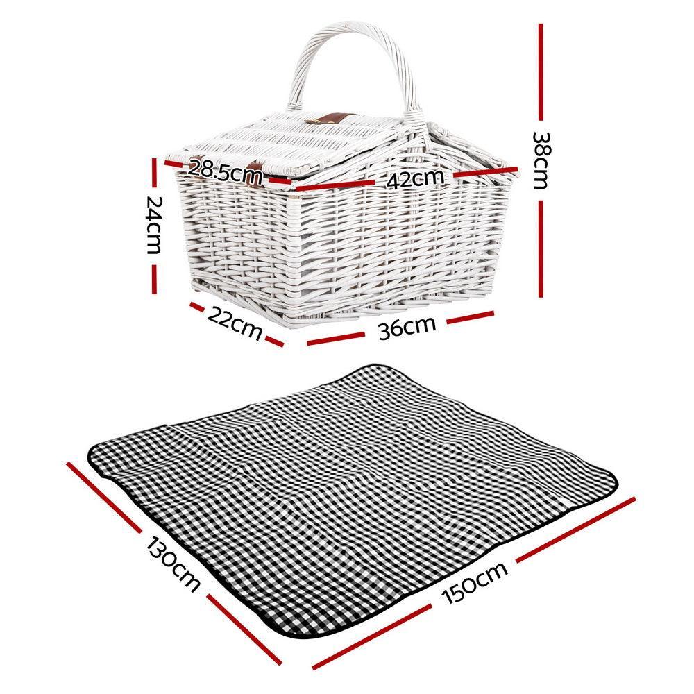 Alfresco 2 Person Picnic Basket Baskets White Deluxe Outdoor Corporate Blanket Park - John Cootes